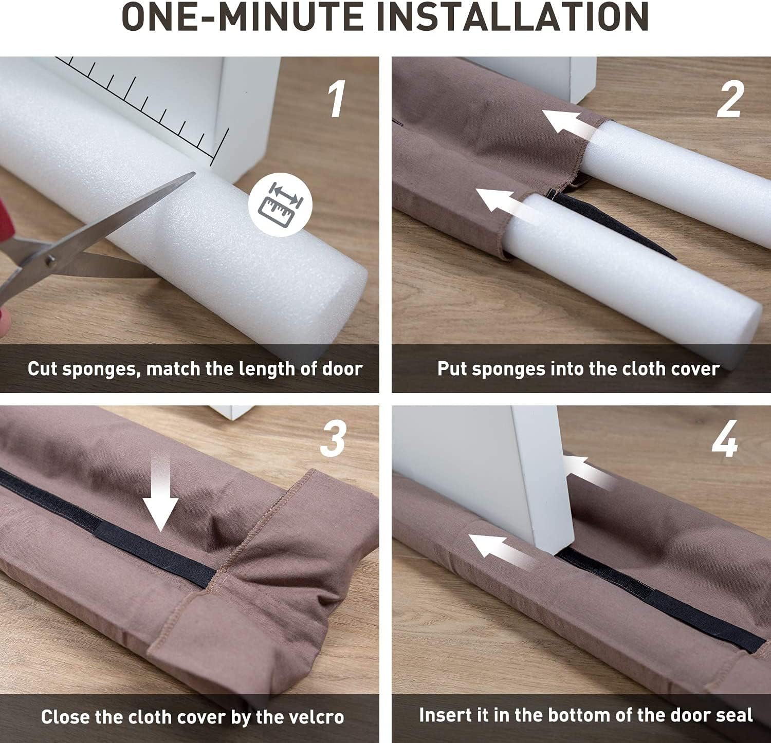 Holikme 2 Pack Twin Door Draft Stopper Adjustable Door Sweeps Noise Blocker Weather Stripping Window Breeze Blocker 34" L White