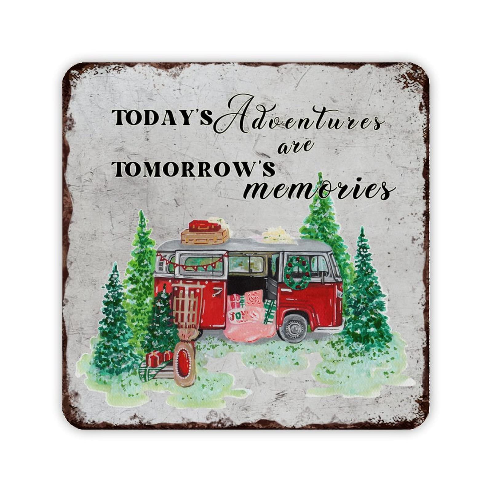 ENEDNATE Aluminum Sign Today's Adventures are Tomorrow's Memories Camping Tin Metal Camping Sign Decor Travel Trailer Funning Camper Accessories 12x12 inch