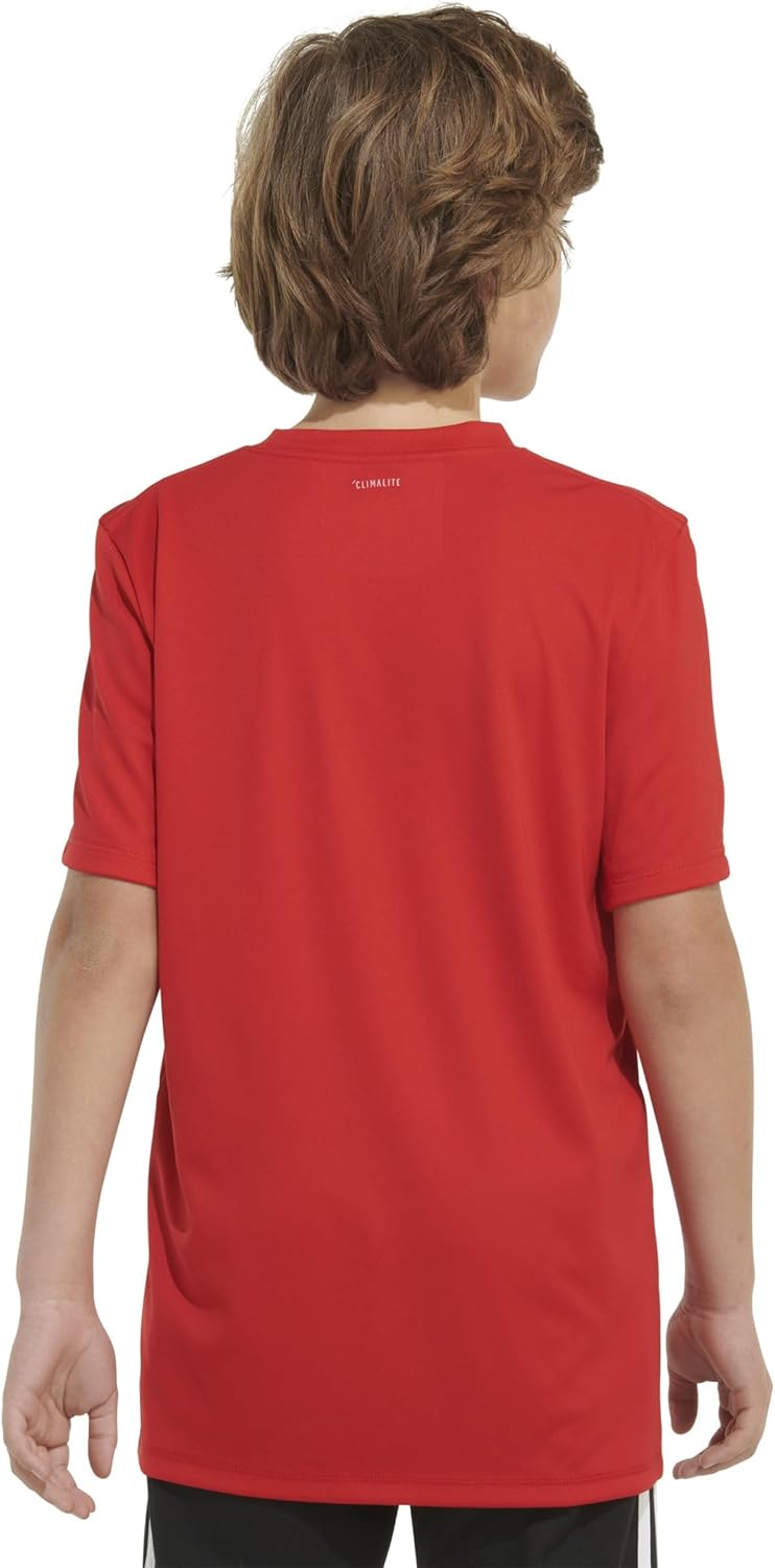 adidas boys Short Sleeve Aeroready Performance Logo Tee T-shirt T Shirt, Scarlet, Medium US - Image 2