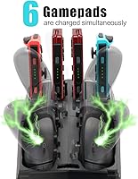 Vista 5 de Cargador de controlador para interruptor, base de carga para Switch 4 Joy-Cons, 4 controladores Pro y 2 controladores Poke Ball Plus, estante