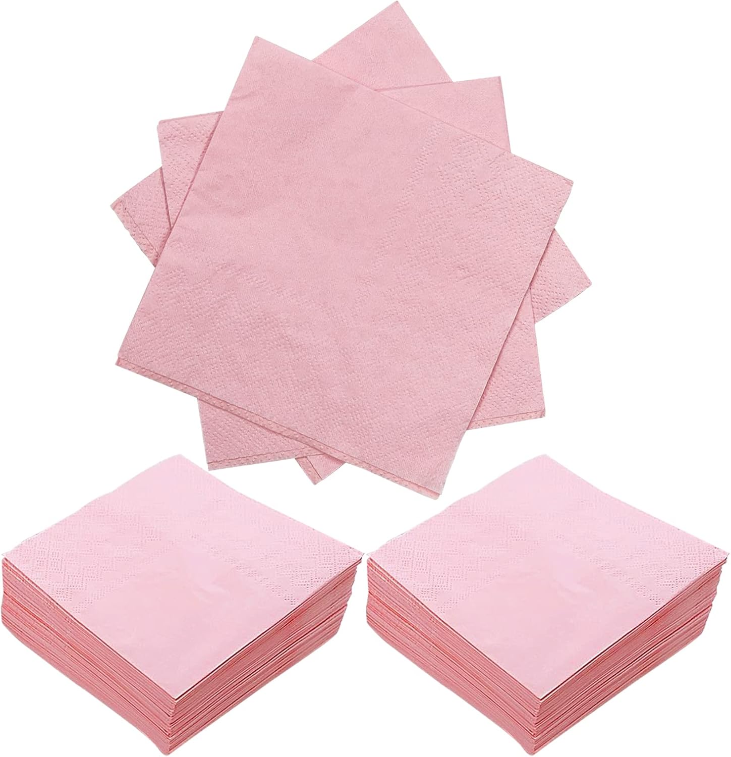100 Pieces 3ply Pink Paper Napkins Folded 5 x 5 Inches
