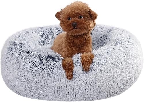 Miniatura 5 de Tienda Basics Donut Pet Bolster - Cama de piel sintética para perro, gris, 23 x 23 pulgadas