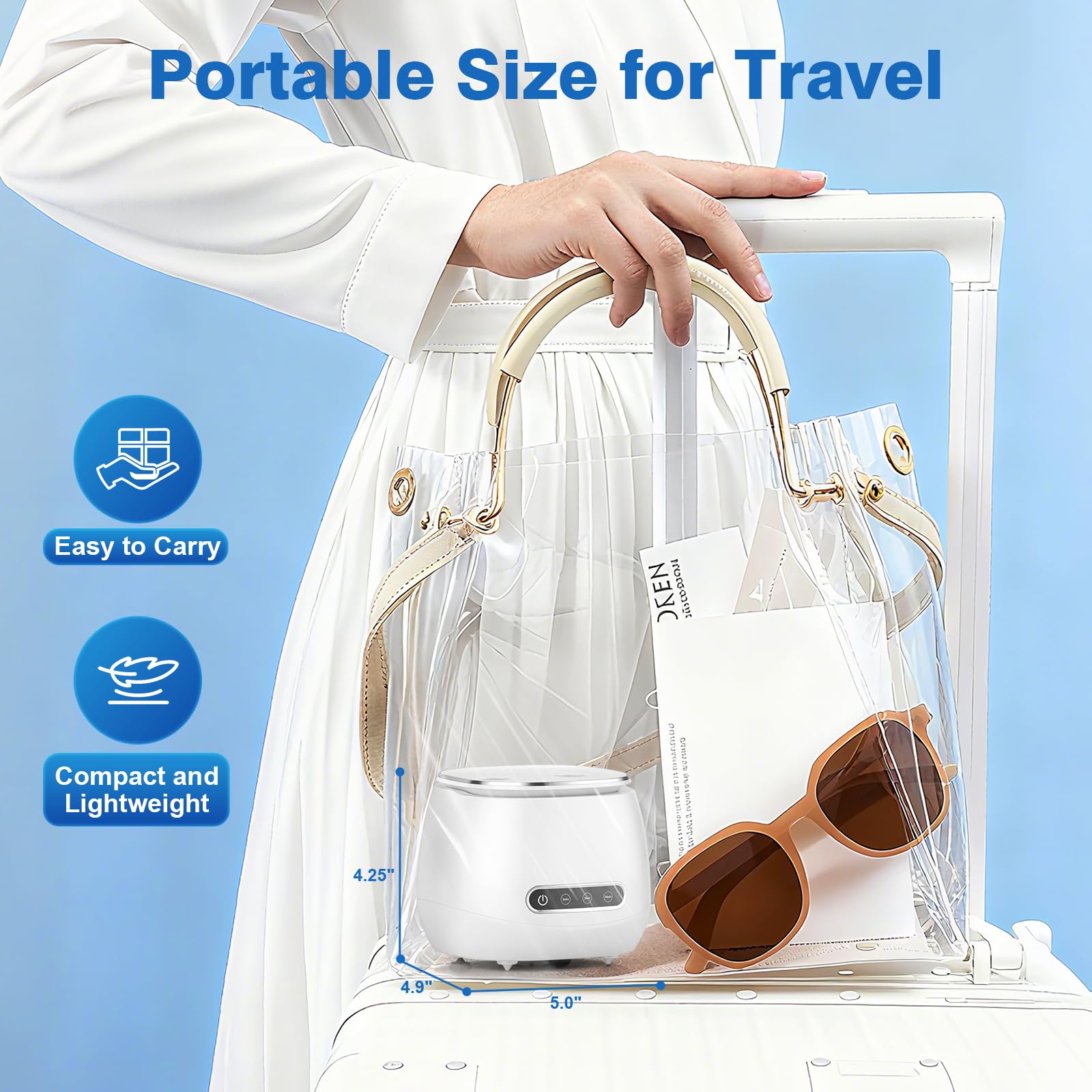 Máquina limpiadora ultrasónica recargable, 45 kHz, cápsula de limpieza dental portátil para dentaduras postizas, protectores nocturnos, aparatos ortopédicos, alineador, cepillo de dientes, joyas, 3