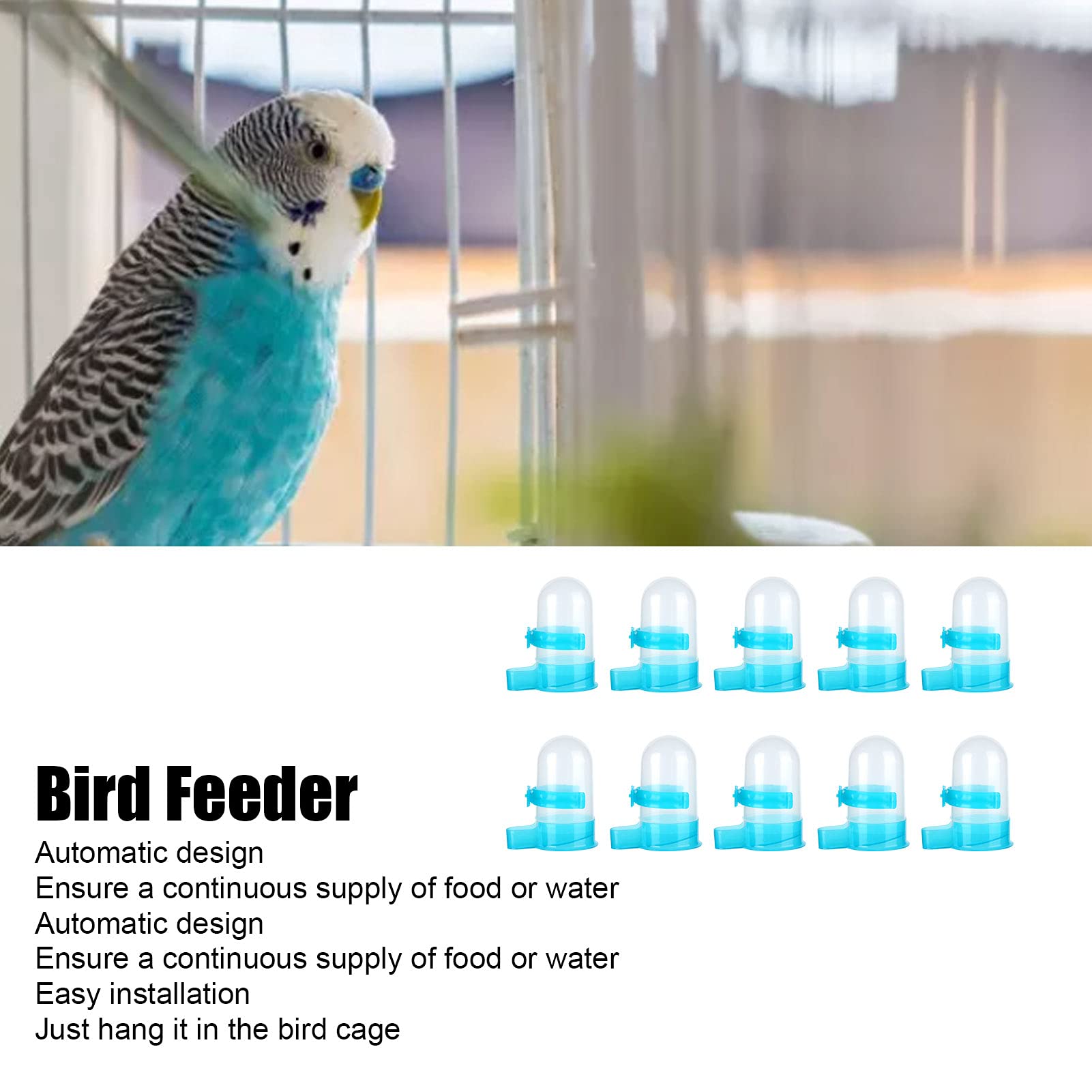 Cuidado de mascotas sin esfuerzo: juego de 10 comederos para pájaros con innovadores sistemas de dispensación para un fácil acceso a la jaula