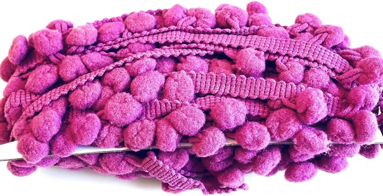Angel Malone ® A Pack of 10mm Pom Pom Bobble Trim Fringe Medium Size - UK SELLER (2.5 Metres Dusty Purple)