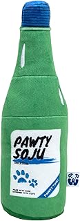 Pawty Dog Toys - Korean Soju Dog Toy - Plush Cute Unique Dog Drinks Toy with Squeaker for Small Dogs - Cute Dog Gifts for Favorite Dog Birthday - Soju Alcohol Parody Dog Toy