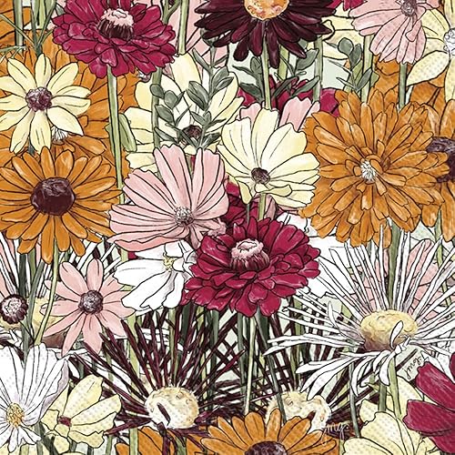 Boston International IHR - Servilletas de papel de 3 capas para otoño, otoño, Acción de Gracias, 20 unidades, tamaño de cóctel, jardín floreciente