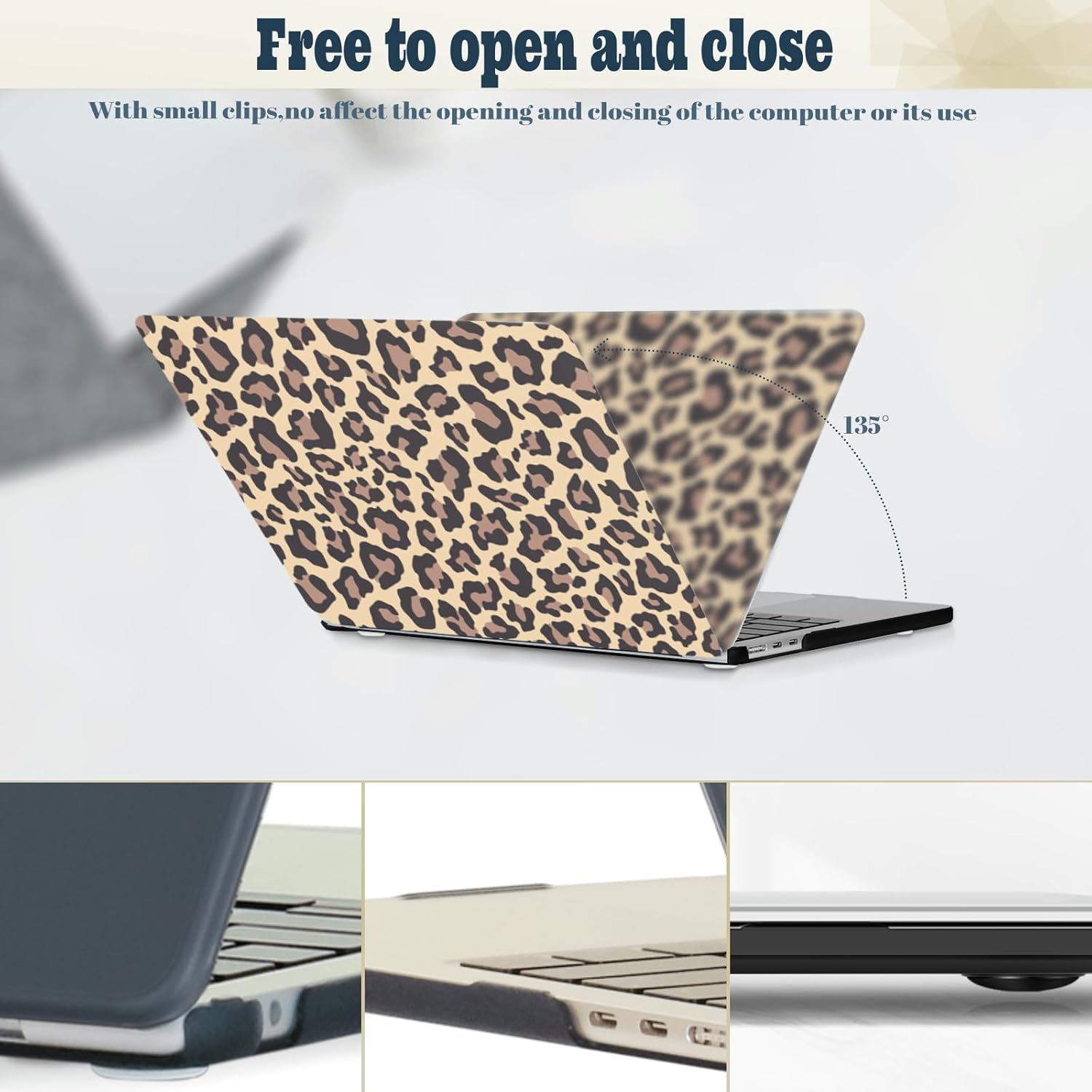 Hard Shell for MacBook Air 13 inch Case M1 2020 2019 2018 A2337 A2179 A1932 with 13.3" Retina Display,Laptop Cover & Portable Laptop Sleeve & Keyboard Cover,Brown Leopard Print