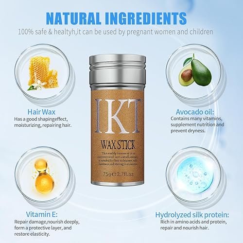 Miniatura 2 de Barra de cera para el cabello, barra de cera para pelucas, palitos de cera, agarre fuerte, no graso, palillo de pomada para el cabello, 2.7 onzas