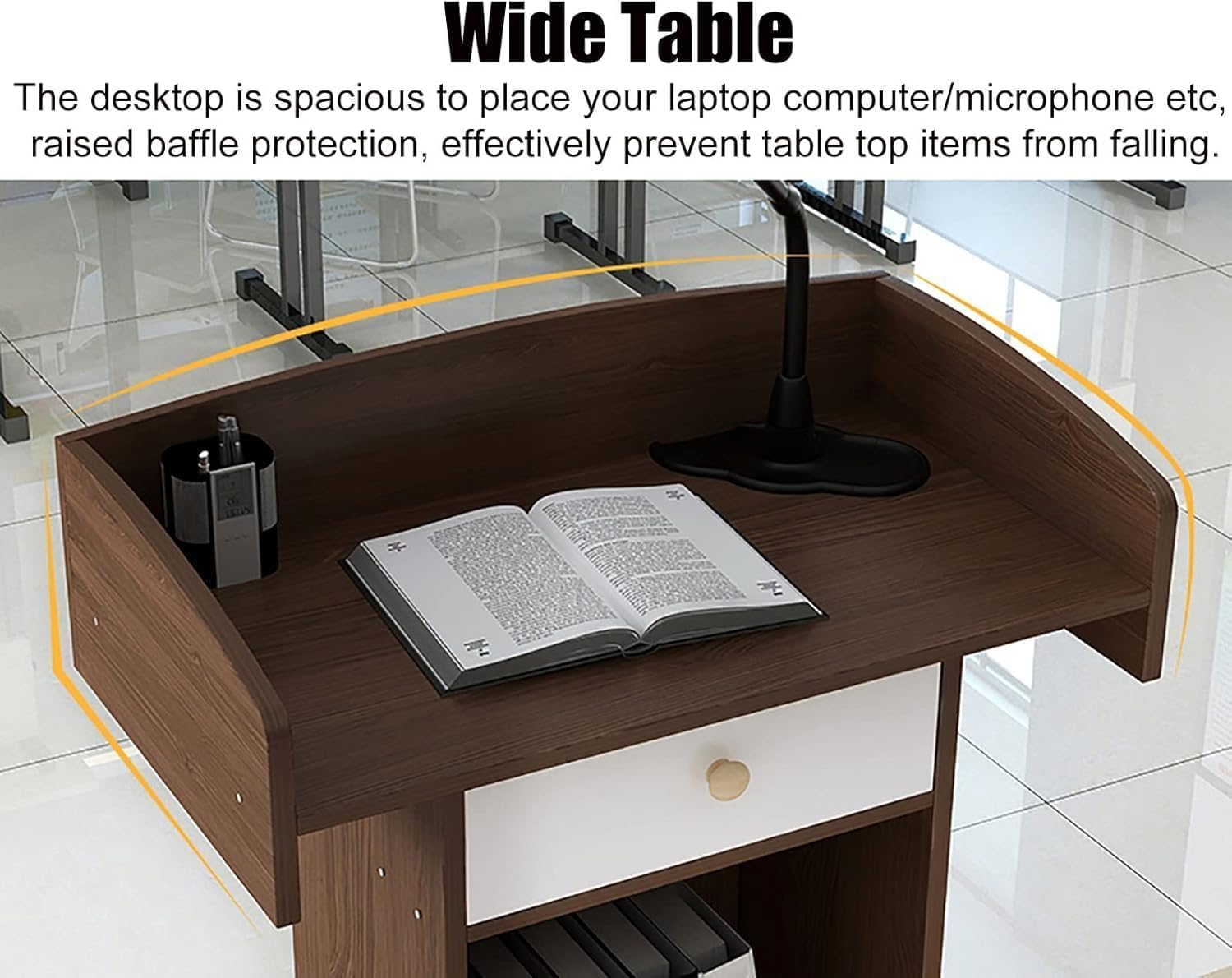 Moderno leggio in legno da 122 cm, pulpito da chiesa, altezza regolabile, design elegante, ideale per eventi, scuole e presentazioni, polipito versatile per tutti gli ambienti
