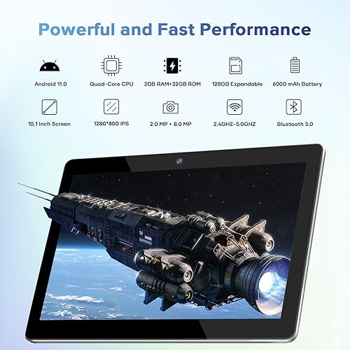 Miniatura 7 de FANGOR Tabletas Android 11.0 de 10.1 pulgadas, tableta con 2 GB de RAM de 32 GB de almacenamiento, 2 MP+ 8 MP cámara doble, pantalla IPS HD, WiFi,