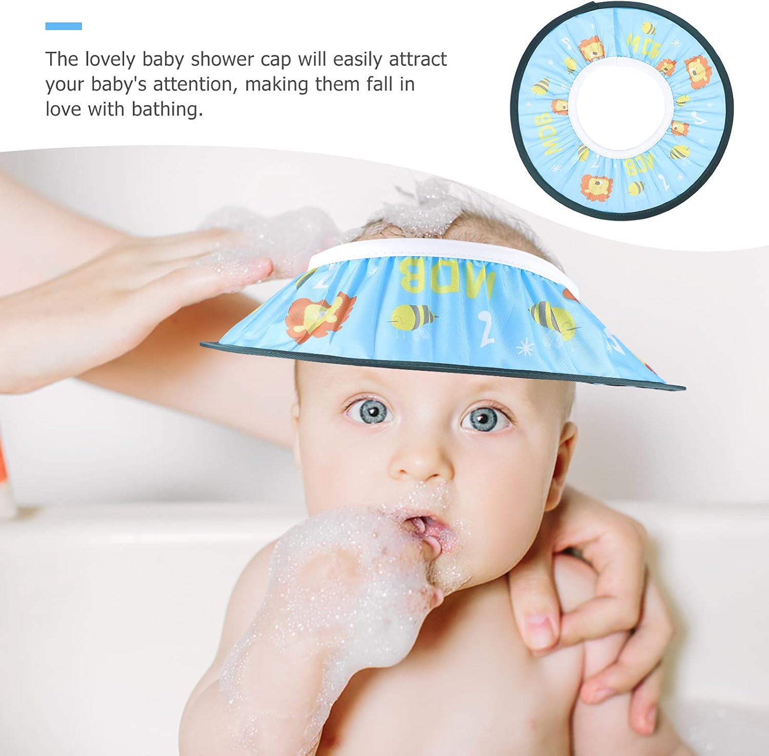 TOYANDONA Bathing Cap TPE Adjustable Kids Shower Cap Shampoo Shower Protection Safety Visor Shield Hat for Children Toddler Showering Washing Hair - Image 4