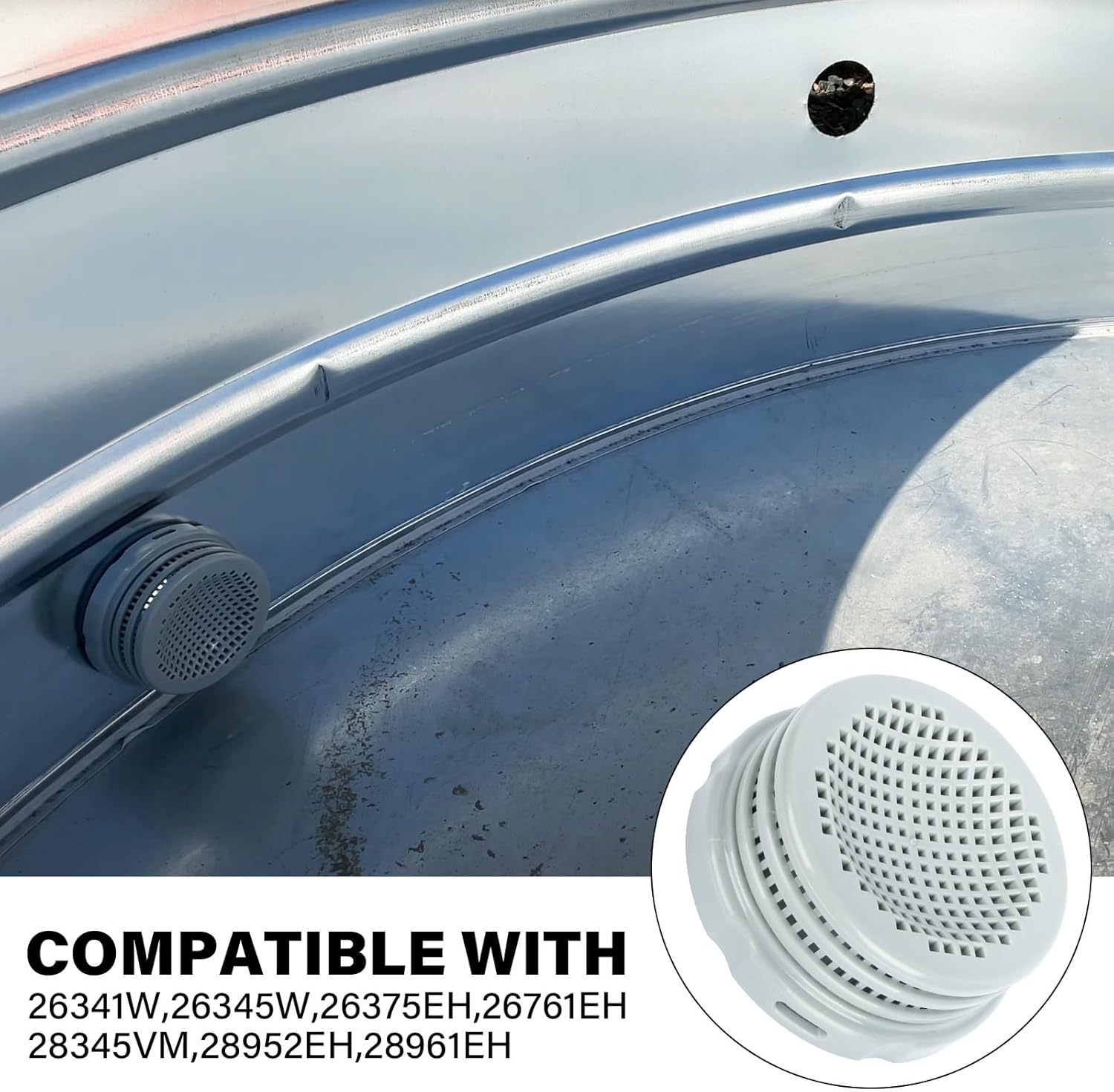 10746 Upgrade Threaded Strainer Connector Nut Washer Kit, for Intex Swimming Pool Replacement Set，Including Parts 10744 10256 10255 10253 (10746)