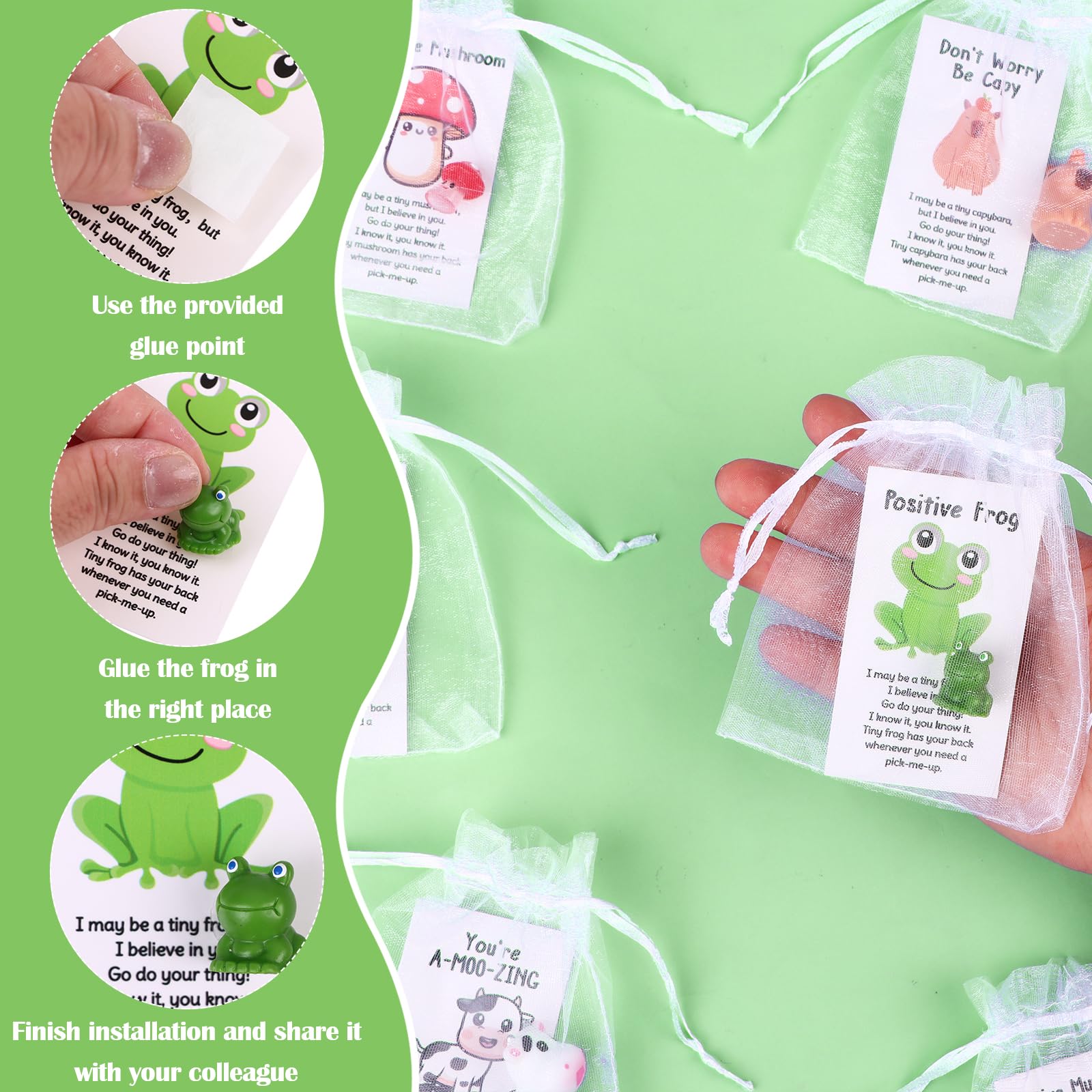 75 Pcs Employee Appreciation Gifts Bulk Animal Pun Inspirational Note Cards Funny Resin Animals Organza Bags Leaving Gifts Thank You Gift for Teacher Staff Coworkers Nurse Office School Supplies - Image 3
