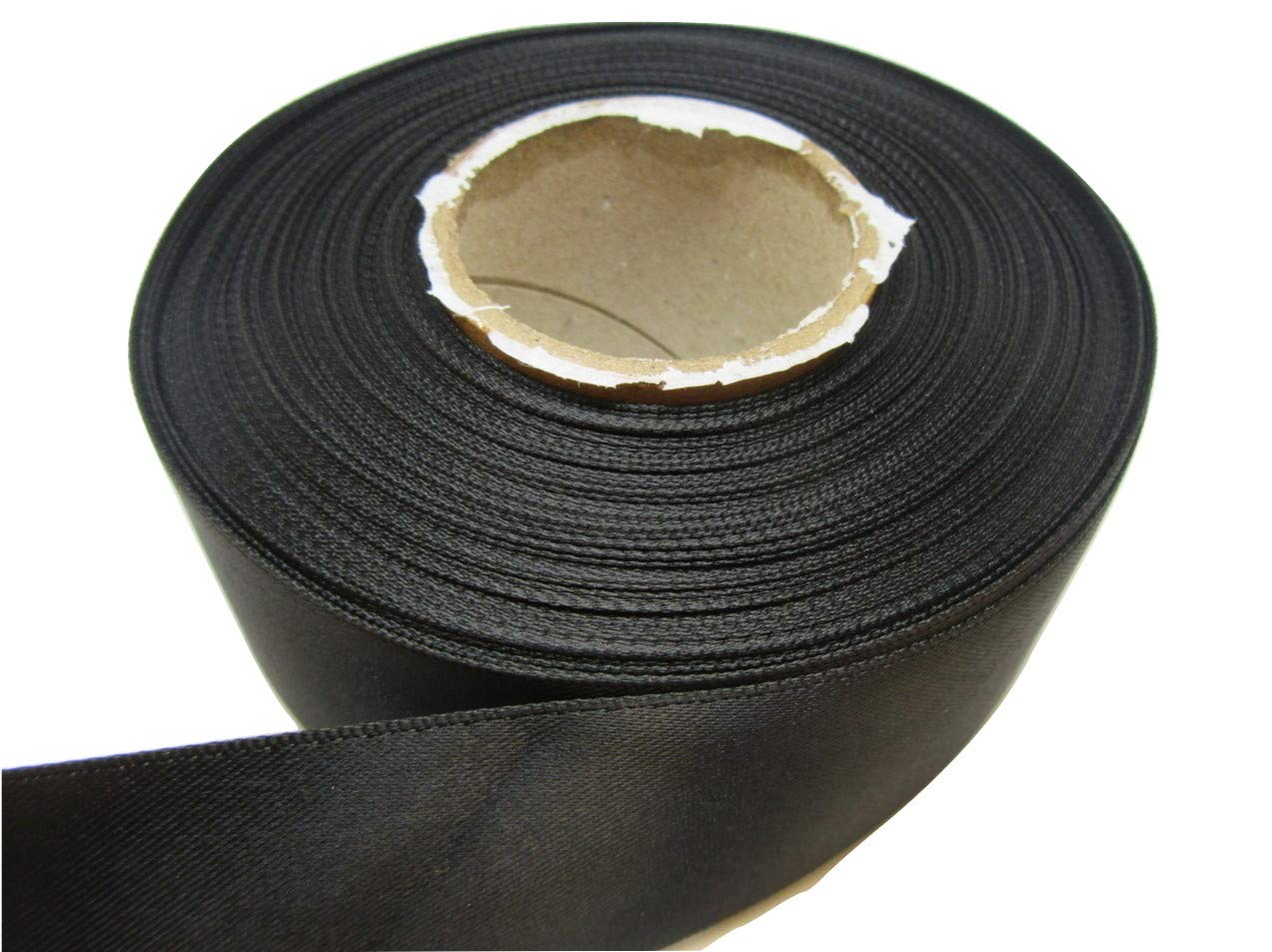 2 metres (Cut from Reel) x 38mm Satin Ribbon Double Sided 38 mm 3.8cm 1.5" 1.5 Inch A+ (Black)
