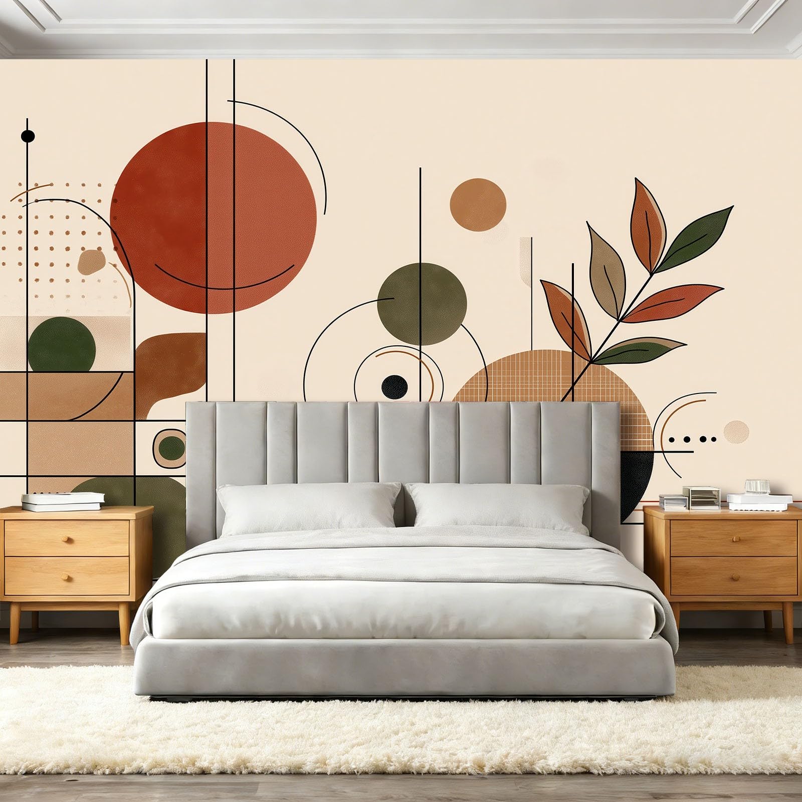 Nowoczesna tapeta panoramiczna liście linie geometria terakoty, gigantyczny plakat ścienny, niestandardowy 3D, do salonu pokój dziecięcy dekoracja ścienna restauracja 300 x 210 cm