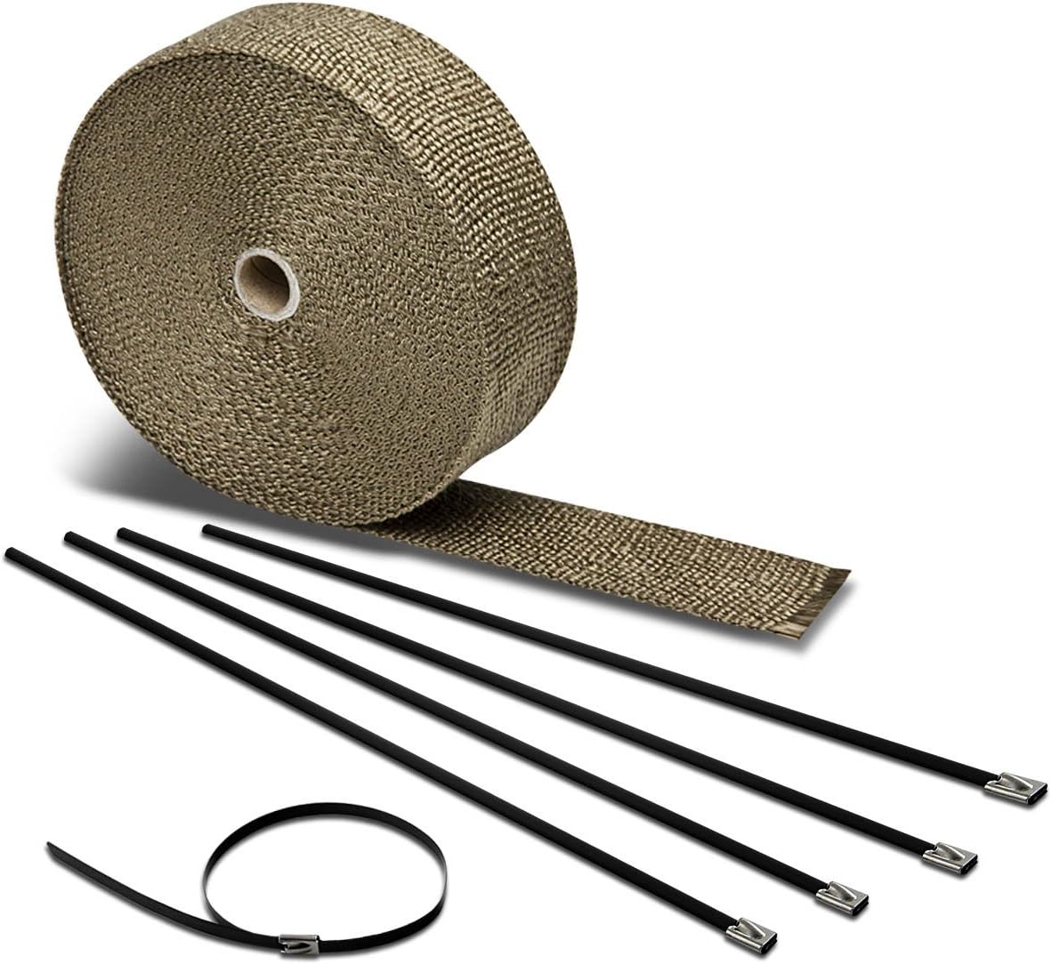 15Meter Titanium Exhaust Heat Wrap+Black Zip Tie for