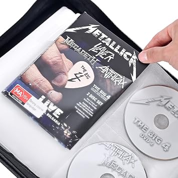 LIOVODE DVD Case 128 DVDs and 64 Booklets Capacity, Storage CDs with Booklet Inserts Media Organizer Holder Black CD Wallet for Home and Car