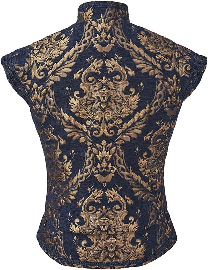 CosplayDiy Mens Tudor Vest Victorian Suit Vest Tudor Jerkin Gothic Steampunk Waistcoat - Image 5