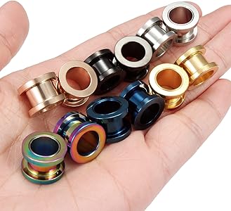 Septum Plug Hoeudjo 12PCS Gauge Tunnel Kit 12G-00G Surgical Steel