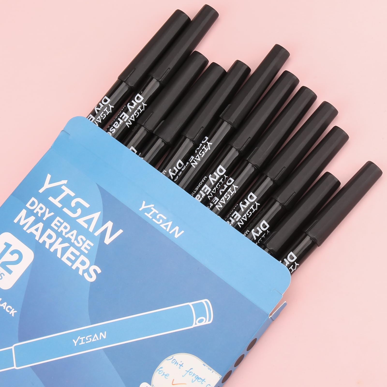 YISAN Marcadores negros de borrado en seco, punta ultrafina 0.7 mm, para pizarra blanca