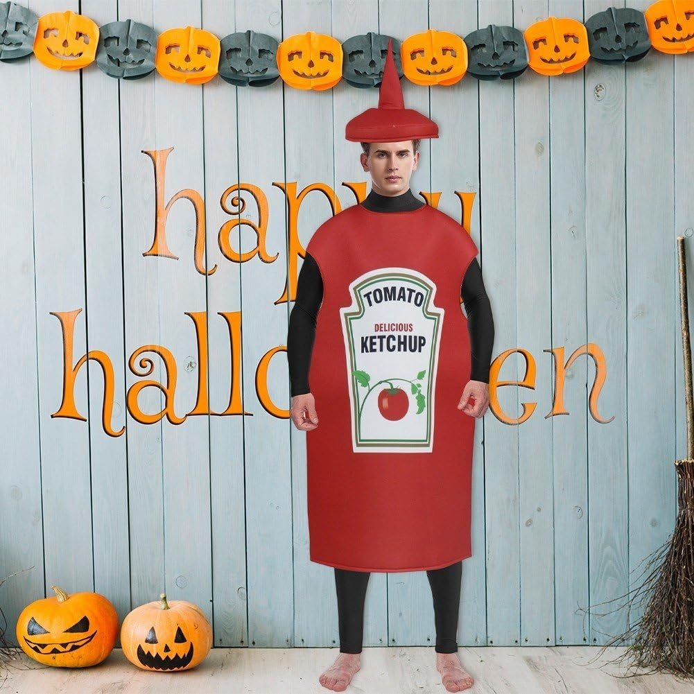 Costume per Coppie, Unisex, per Adulti, con Ketchup E Senape, per Halloween E Travestimento Amante del Cibo, Divertente Tunica