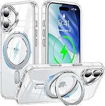 Compatible with iPhone 16 Plus Case, Magsafe Compatible with iPhone 16 Plus, Cover, 360° Rotating Stand, Uovon Smartphone Case, iPhone 16 Plus, Mobile Case, Wireless Charging, Car Holder, Strap Hole,