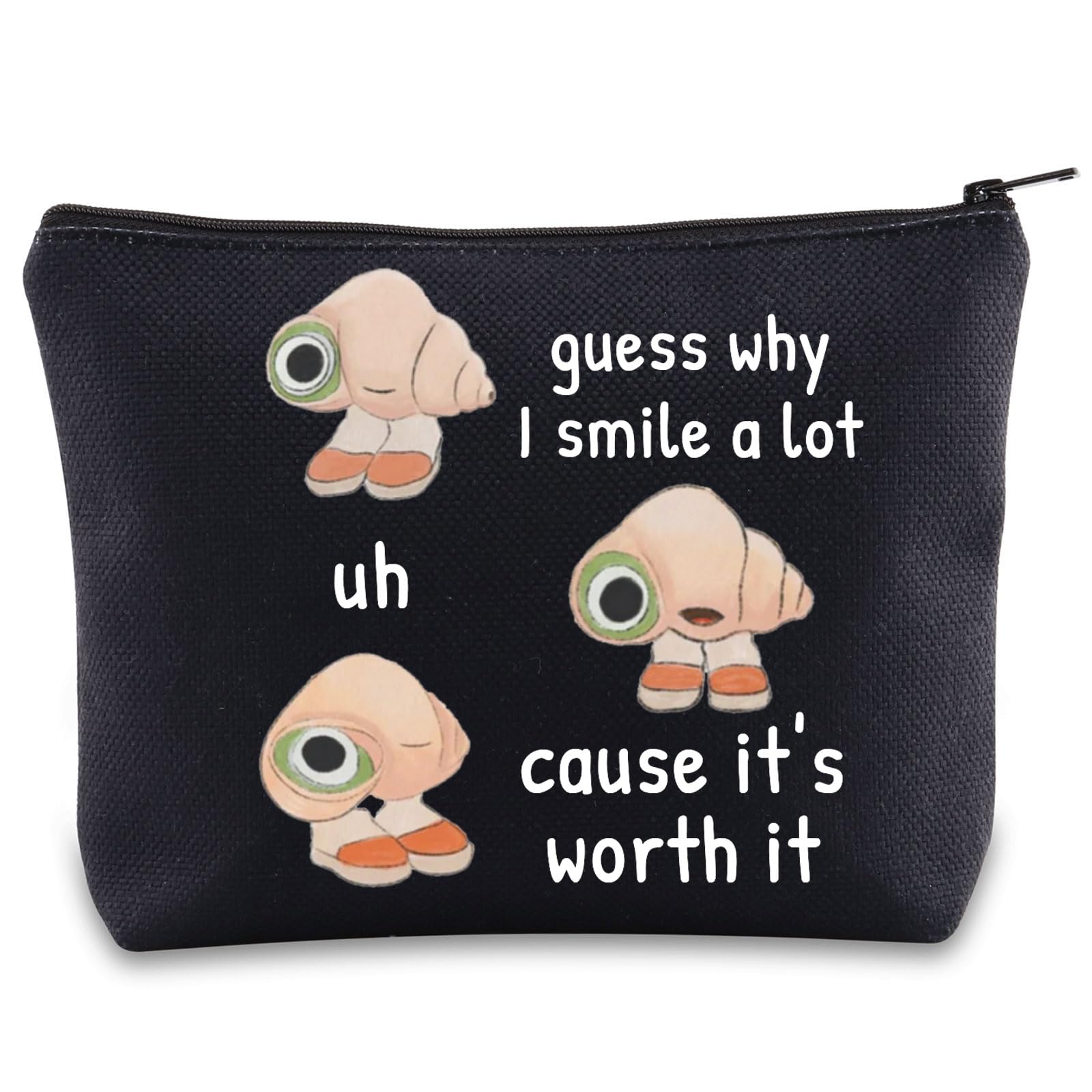BWWKTOP Marcel Fan Cosmetic Makeup Bag The Shell Animation Inspired Gifts Guess Why I Smile A Lot Uh Cause Worth It Marcel Zipper Pouch Bag For Women