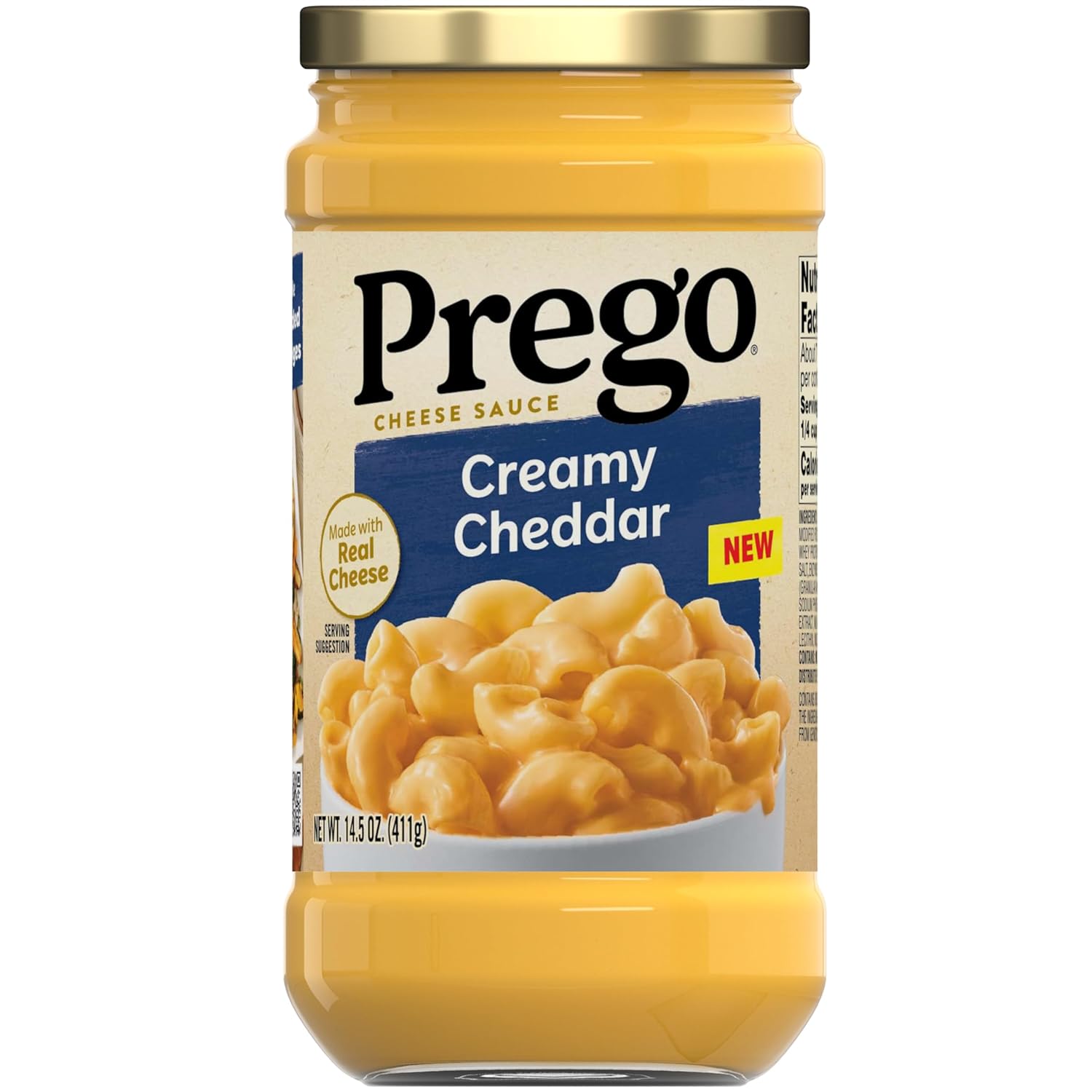 Prego Creamy Cheddar Cheese Sauce, 14.5 oz Jar - Smooth & Rich for Pasta, Nachos, Mac & Cheese
