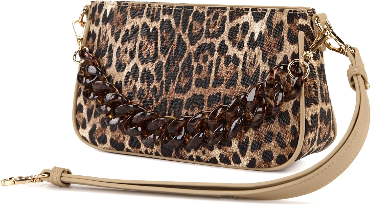 Wrangler Small Women's Shoulder Bag Retro Cheetah Clutch Purse with Acrylic Chain - Image 6
