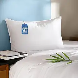 Sylvaris Travesseiro hipoalergênico de viscose de bambu extra macio com enchimento alternativo, tamanho Queen, qualidade de hotel de luxo respirável para todos os dorminhocos, certificado Oeko-Tex