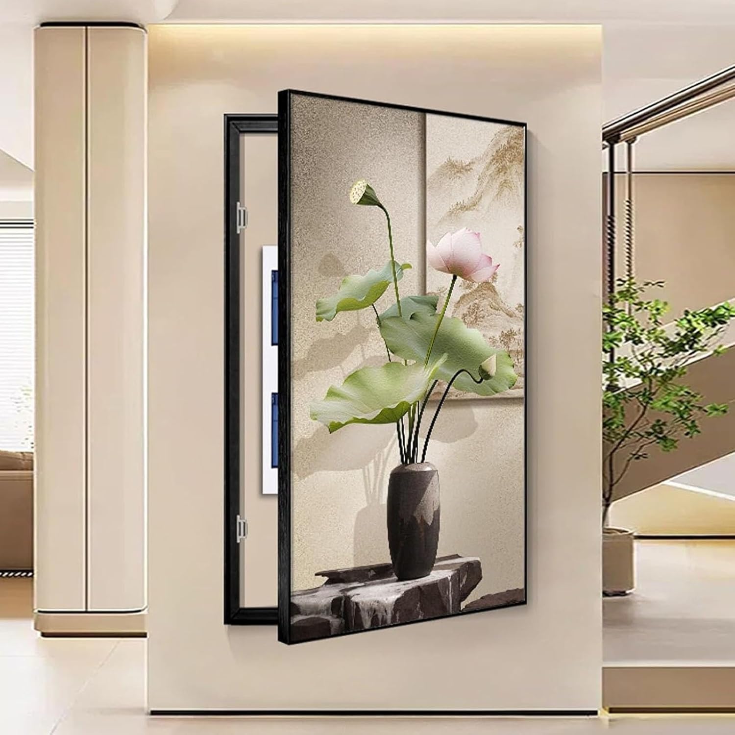 Electric Meter Box Decorative Painting Decorative Wall Mounted Electrical Panel Cover, Breaker Box Cover Hidden Circuit Breaker Panel Switch Decorative Painting(Color4,55x110cm/21.6x43.3in)