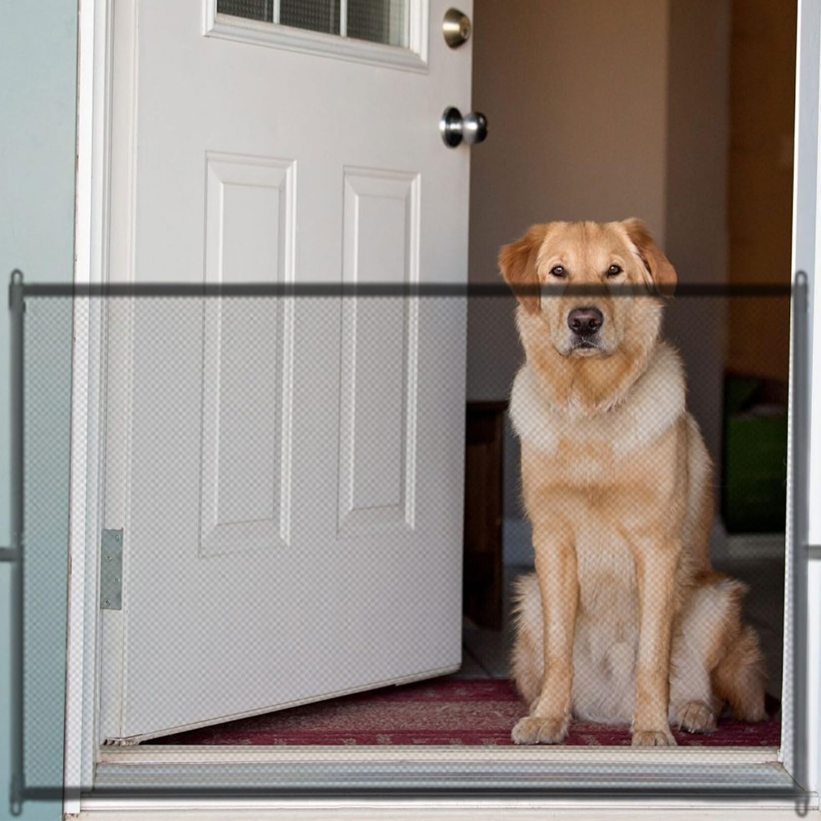 Barrera de Seguridad SEMINISMAR para Perros y Niños, Puerta de Escalera, 110 x 72 cm, Negro