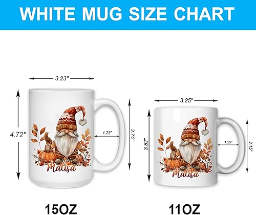 Miniatura 10 de Hyturtle Taza de gnomo personalizada para los amantes de los gnomos en cumpleaños o Navidad, regalos de gnomos para mujeres, taza de gnomo de otoño