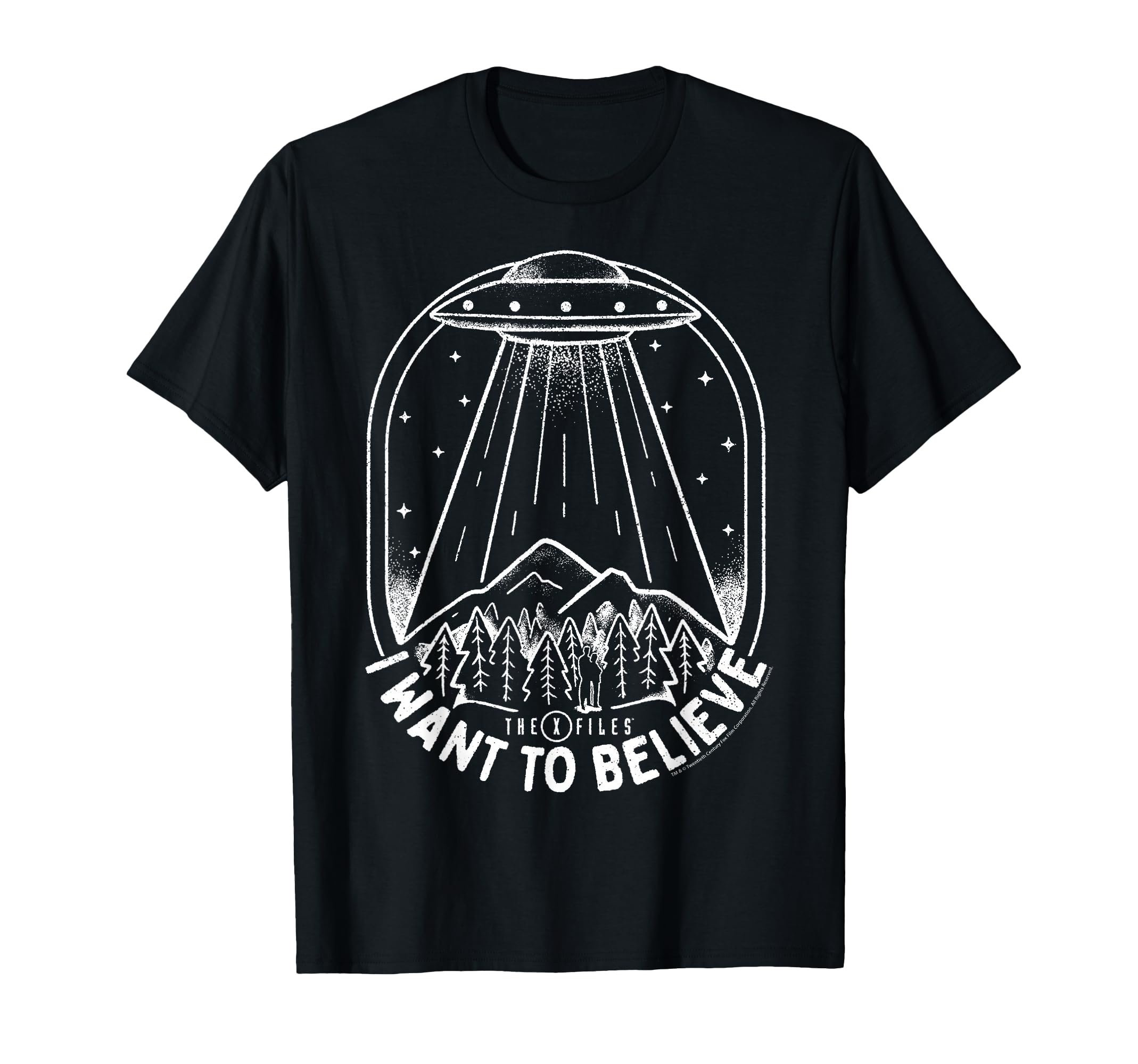 UFO I Want to Believe Distressed Silhouette Big Logo T-Shirt