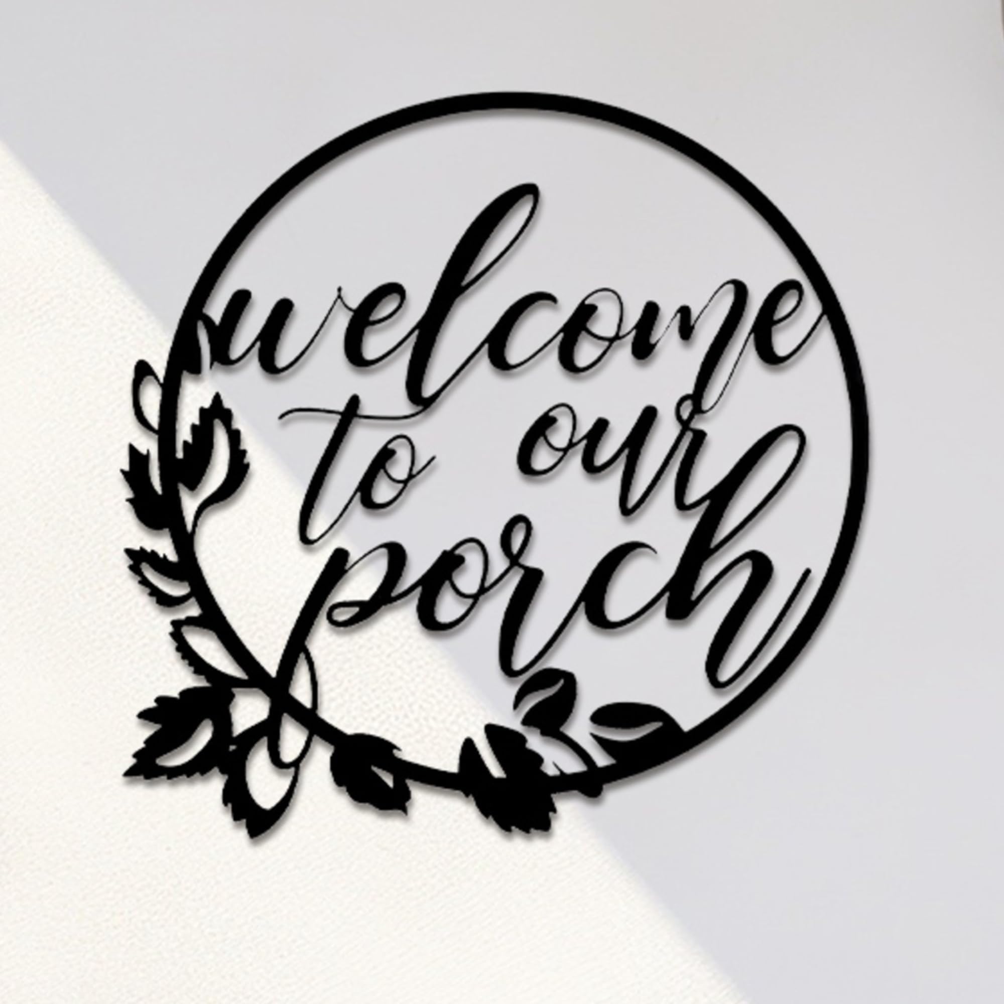 Hotop Welcome to Our Porch Metal Sign for Outdoor Decor, Black
