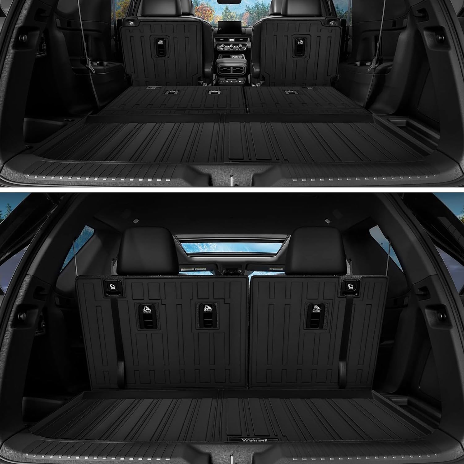 for 2023 2024 2025 Honda Pilot Floor Mats 3row Cargo Trunk Liner and 2nd 3rd Rear Seat Backrest Mats All Weather TPE Protection for Honda Pilot Accessories (Full Set 9 Mats)
