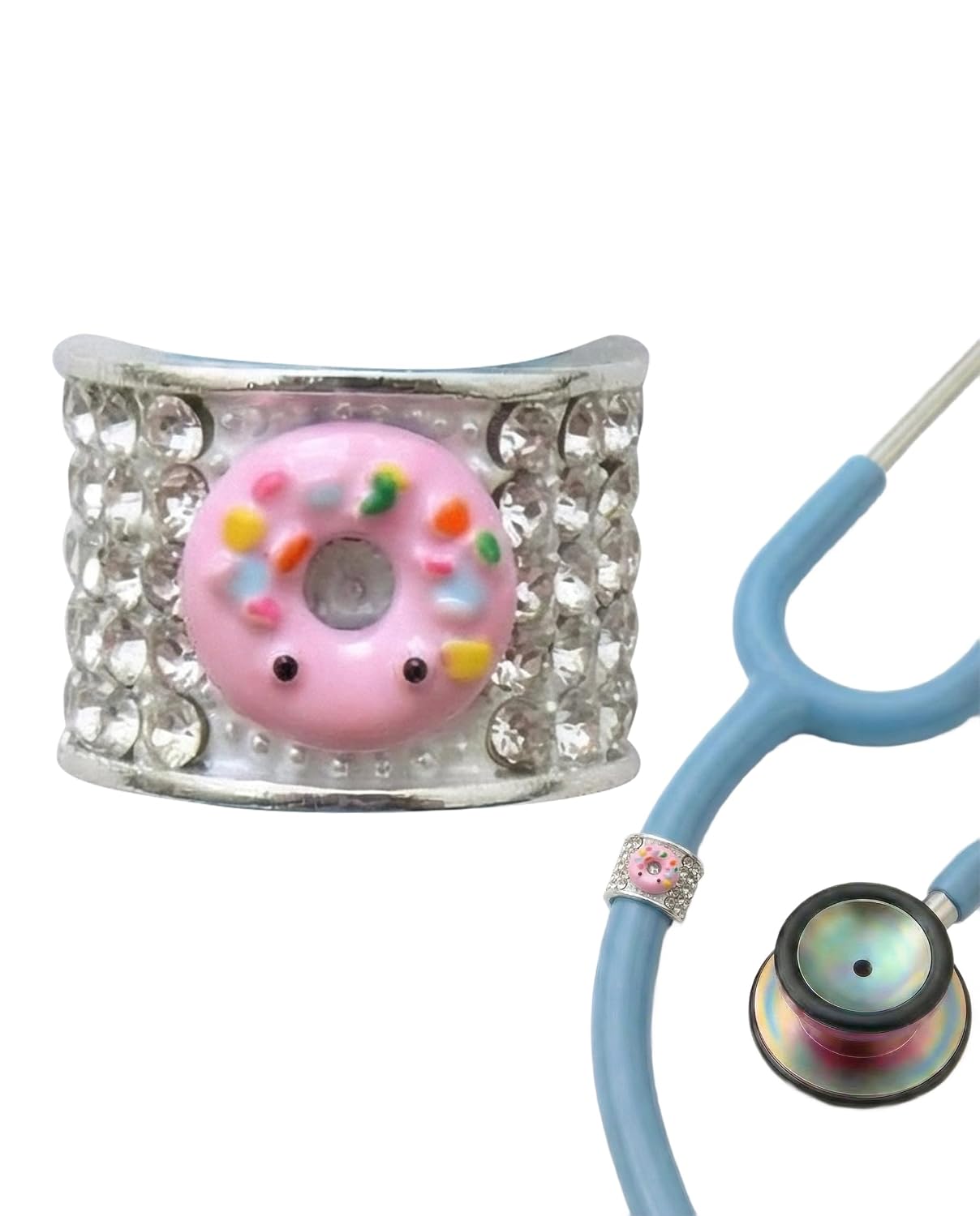 charMED Custom Stethoscope Charms - Donut Charm - Gifts for Nurses, Doctors, Veterinarians, Technicians, Surgeons, and Healthcare Professionals - Easy to Clean Metal - 0.5" Ring Charm