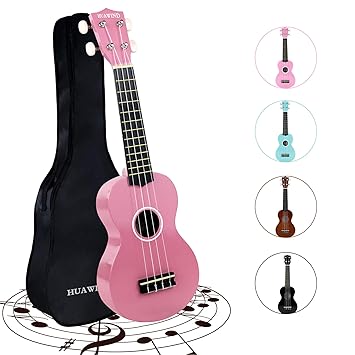 HUAWIND Kids Ukulele, Soprano Ukulele Beginner, Hawaii kids Guitar Uke Basswood 21 inch with Gig Bag, Pink