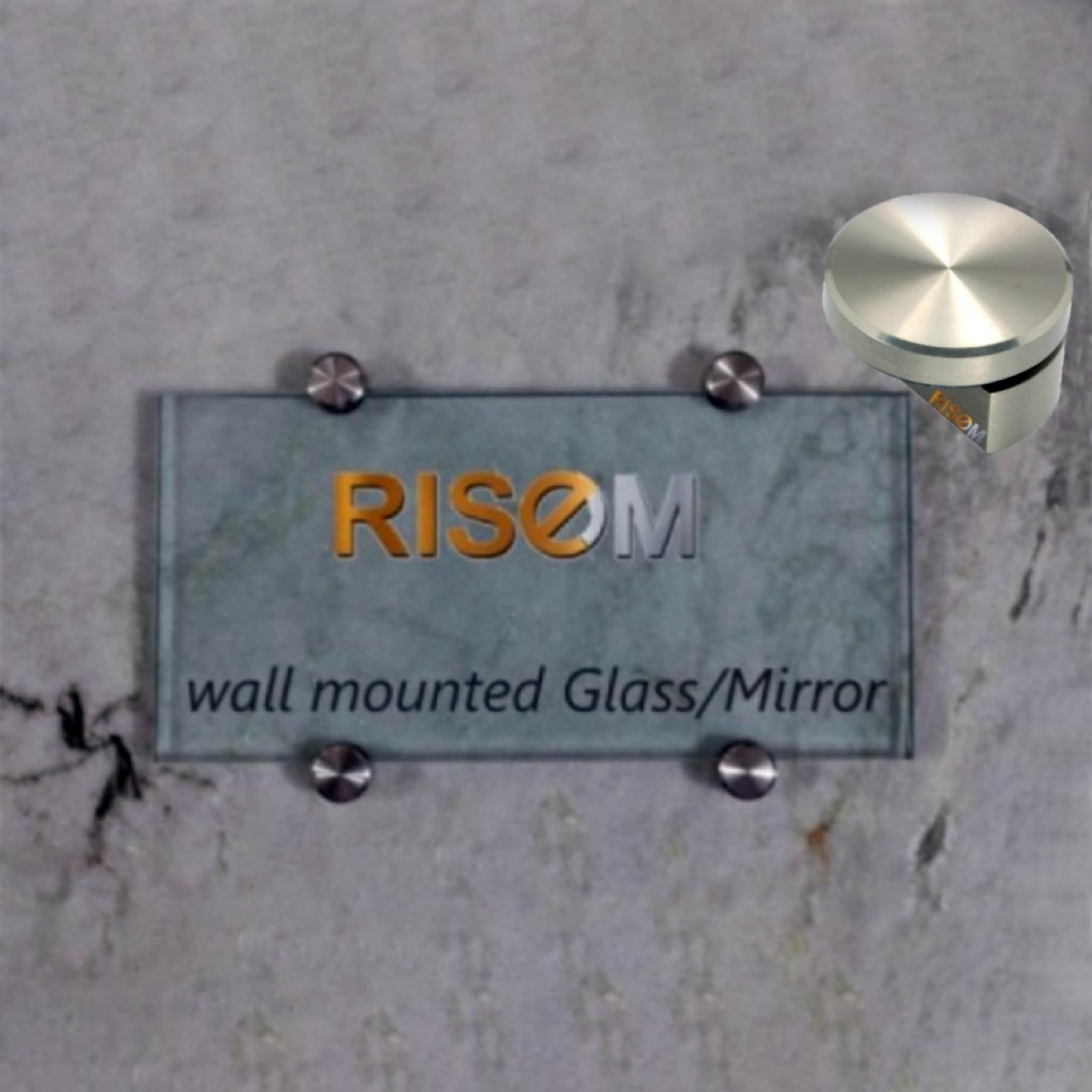 RISEOM Brass Half Round Wall Mount Mirror Holder Bracket (Silver, 6 mm) - Pack of 4 — Amazon image 3