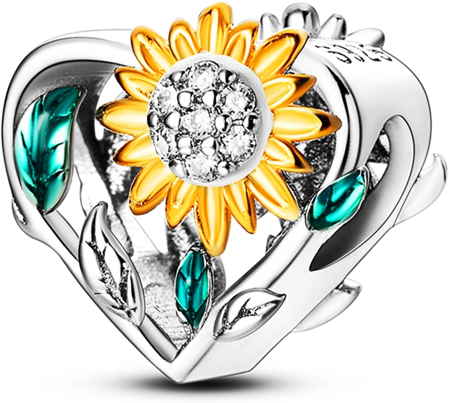 925 Sterling Silver Charms Beads for Bracelets Necklaces, 4 Four Clover Leaf Sunflower Ladybird Honeycomb Infinite Heart Pendant, Green Flower Lucky Jewelry Birthday Gifts for Women Men