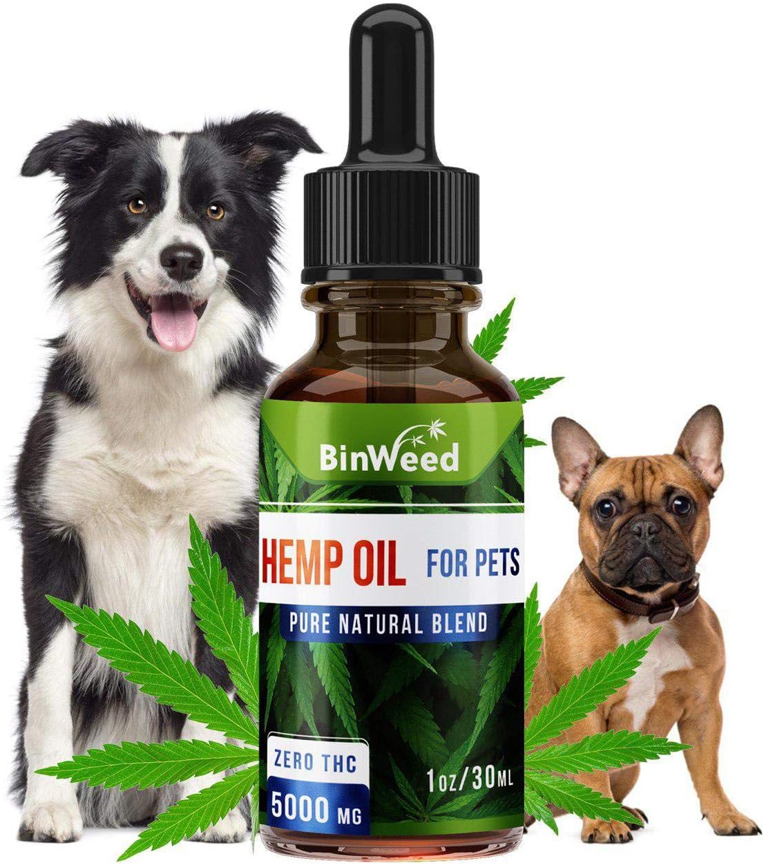 BinWeed Premium Hemp Oil for Pets (5000mg) - Calming & Relaxing Drops for Relieving Separation Anxiety, Chronic Pain, Hip & Joints Pain,…