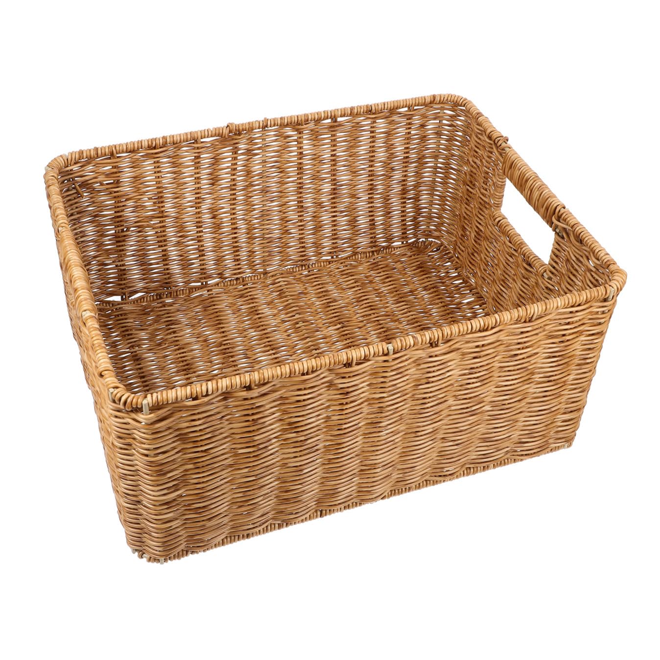 Panier de rangement en rotin synthétique haut de gamme avec poignées fer