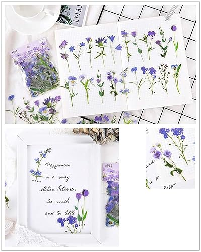 Miniatura 9 de FUNSHOWCASE Calcomanías mixtas de resina para plantas de piña, hojas de flores, decoración de álbumes de recortes, paquete de 218 unidades de