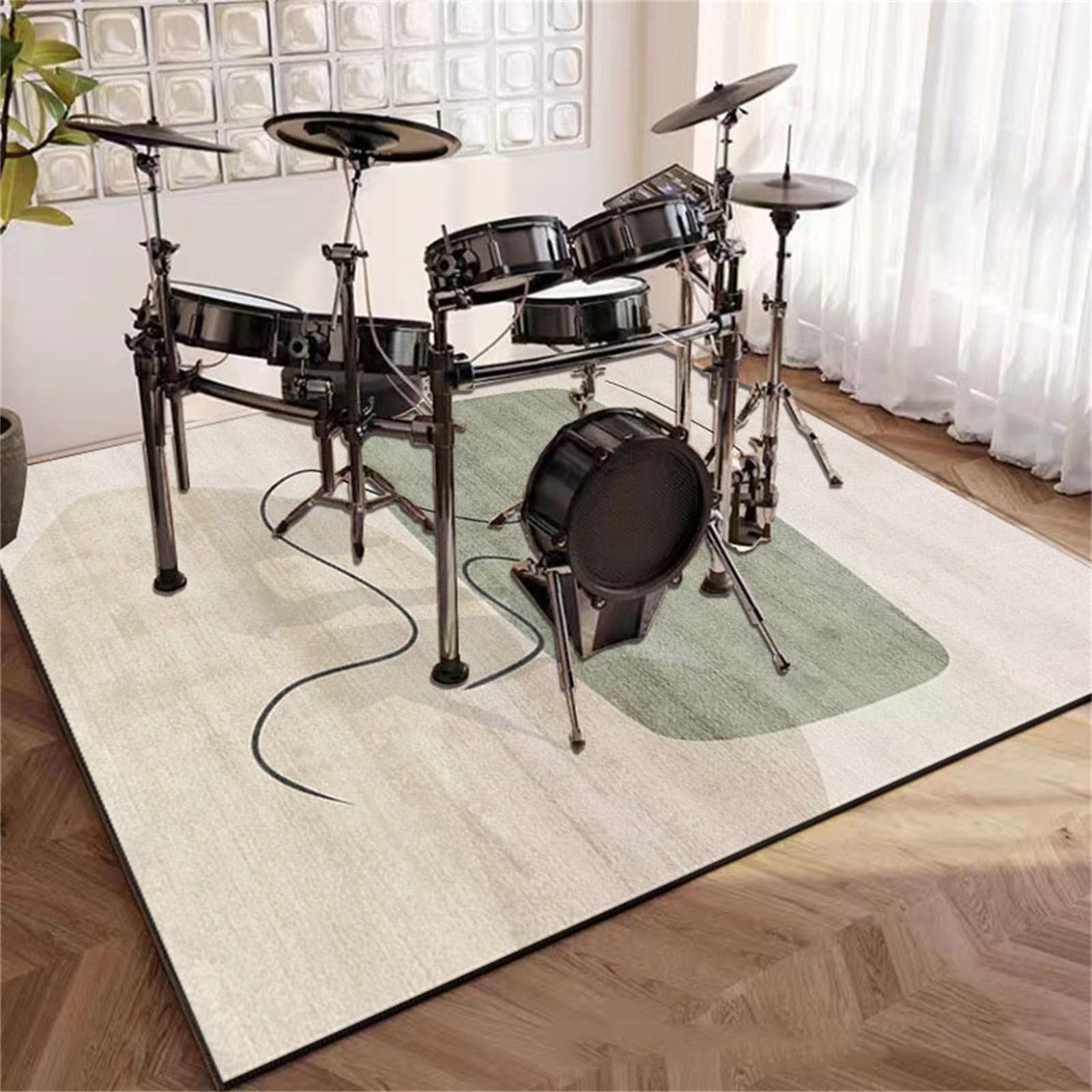 Hixingo Schlagzeug Teppich E Drum mit Schallschutz, Schlagzeugteppich Schallschutz rutschfeste Teppich Schalldämmend Antivibrationsmatte für Studio, Wohnung (Ästhetik,1.2 * 1.6m)