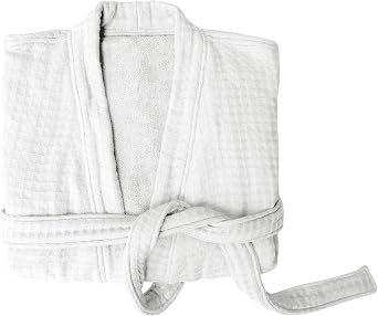 Uchino Waffle Twist Kimono Bath Robe Quick Dry Cotton Medium-Large White