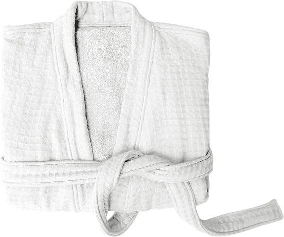 Uchino Waffle Twist Kimono Bath Robe Quick Dry Cotton Medium-Large White