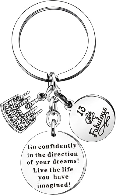 YONGHUI Personalised Key Chain Keyrings for Men Women Boys Girls Go Confidently in The Direction of Your Dreams Live The Life You Have Imagined Stainless Steel Silver (13th)