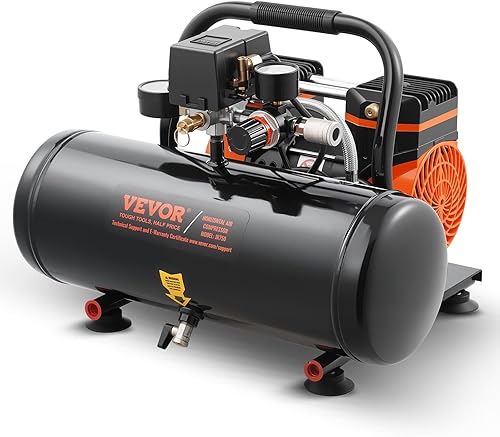 VEVOR Compresor de aire, tanque de acero de 2 galones, compresor de aire libre de aceite de 1HP 2.1CFM a 90PSI y presión máxima de 120PSI, compresor