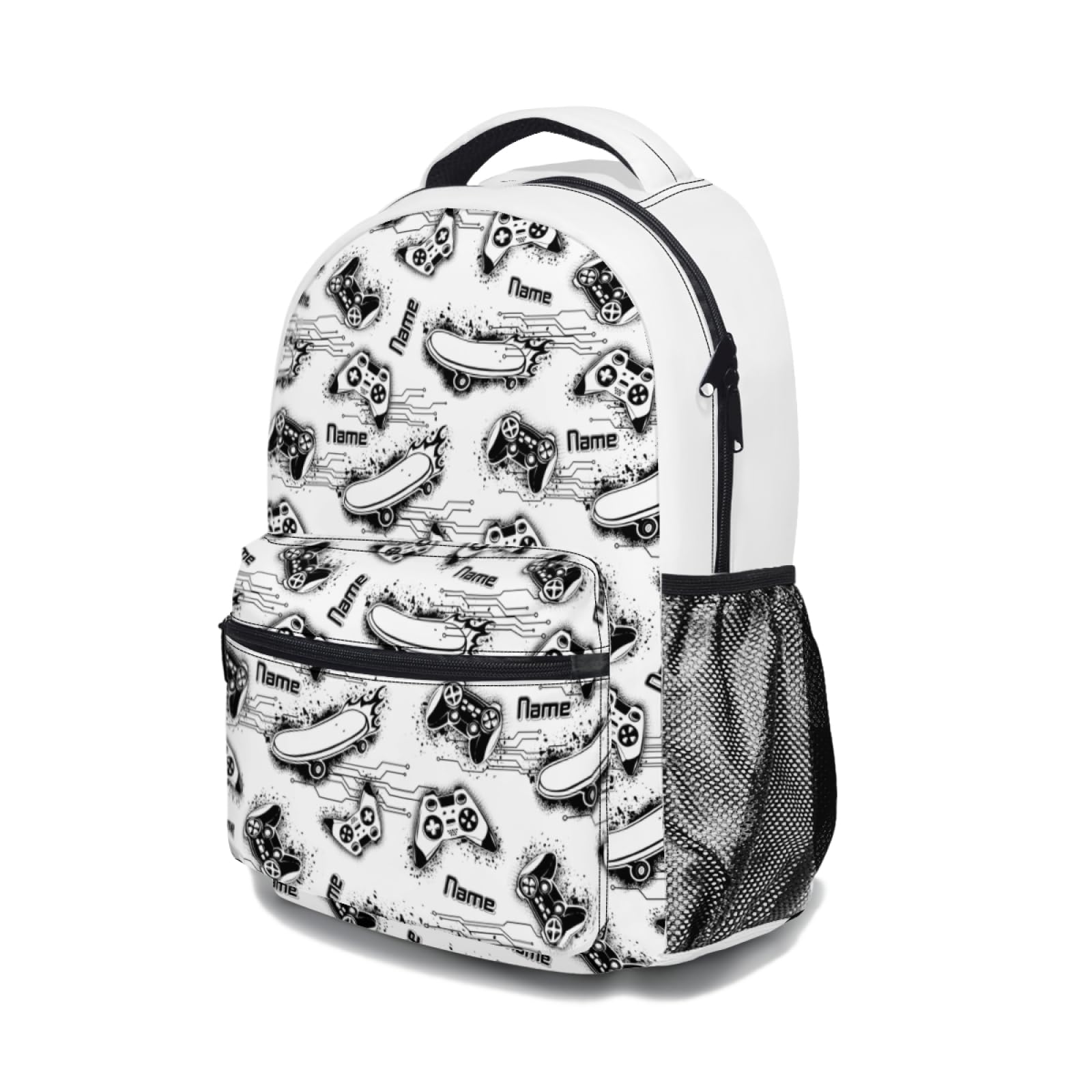 Personalizzata Zaino scuola elementare bambina ragazzo Personalizzate Motivo Gamepad con Nome per school bag Scuola 3 Pezzi zainetto asilo bambino con borsa termica e Astuccio zaini media superiore